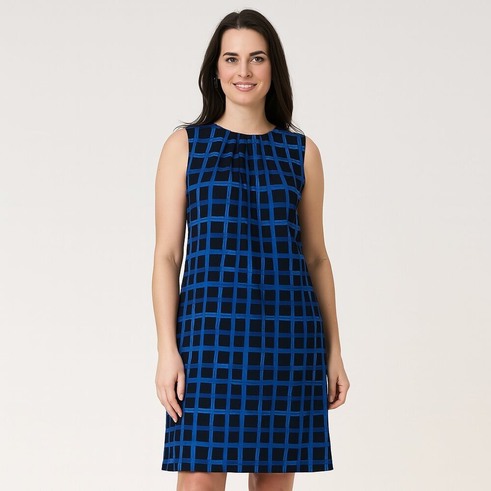 Michael Michael Kors Blue & Black Geometric Print Sleeveless Dress | Size M